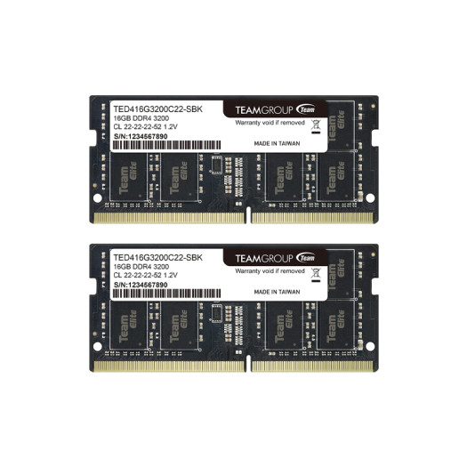 TEAMGROUP Elite DDR4 32GB Kit (2 x 16GB) 3200MHz PC4-25600 CL22 Unbuffered Non-ECC 1.2V SODIMM 260-Pin Laptop Notebook PC Computer Memory Module Ram Upgrade - TED432G3200C22DC-S01